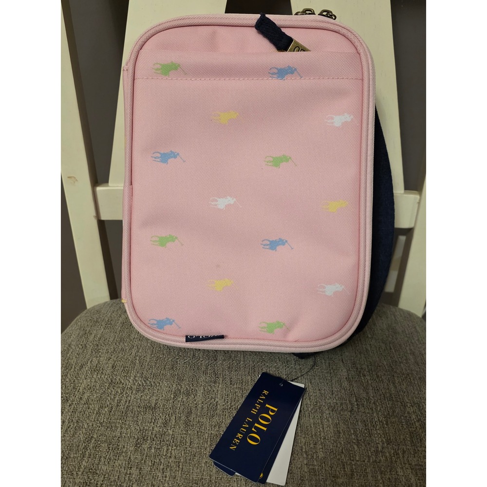 Polo Ralph Lauren Pink Multi Pony Insulated Lunch Box Bag NWT